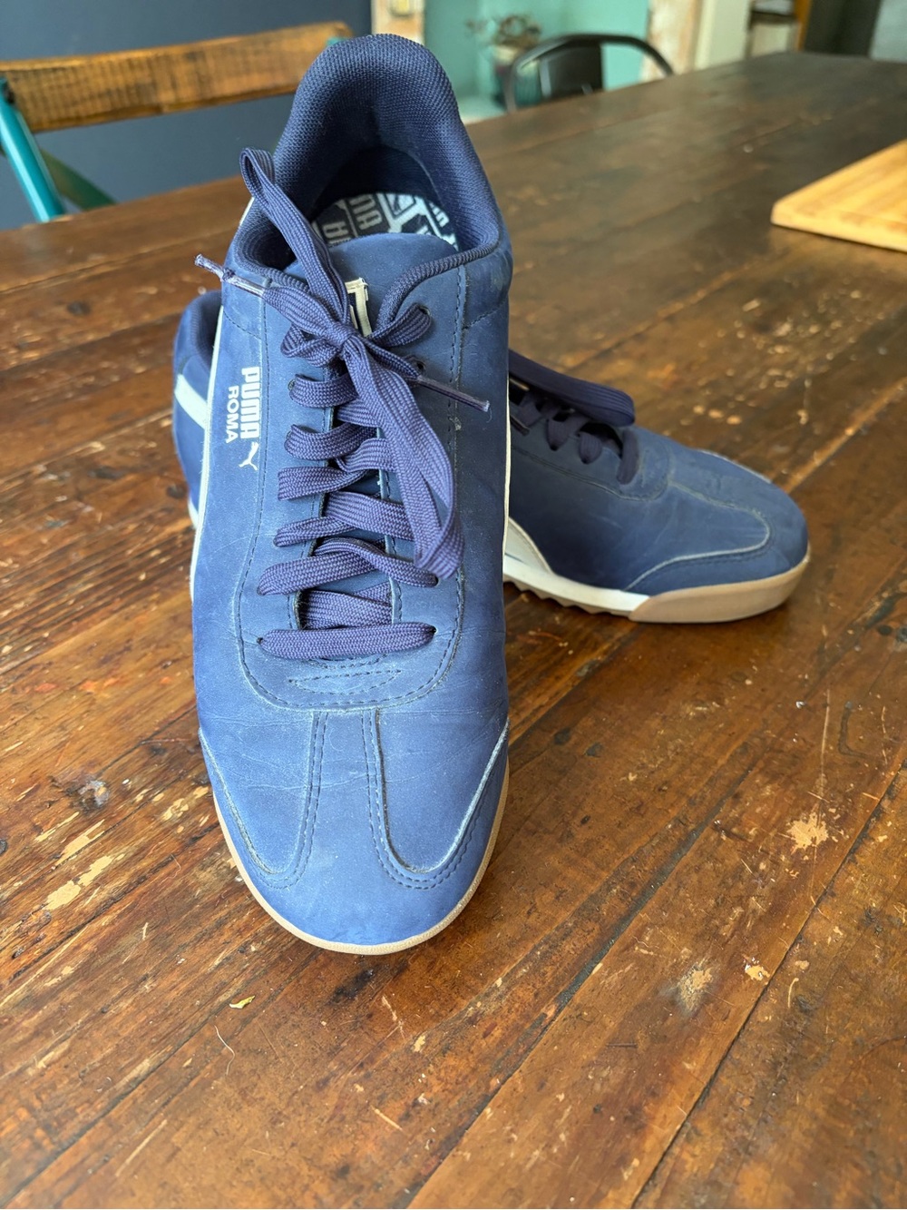 Puma Roma Men’s Sneakers in Navy and White, Size 8